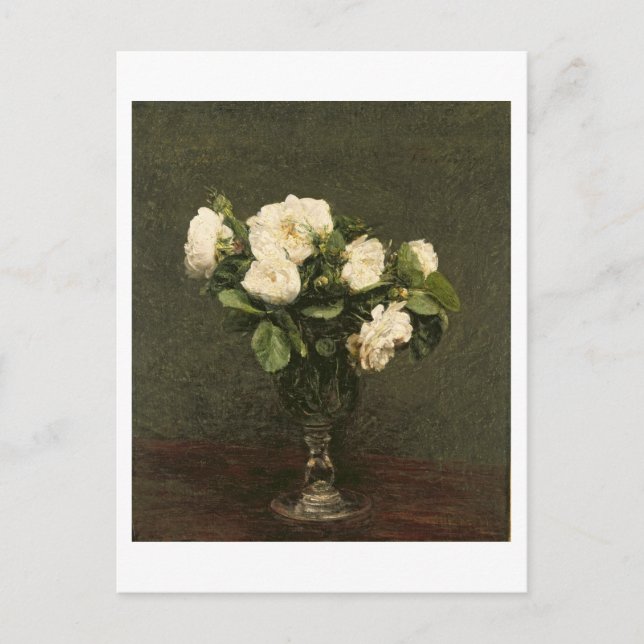 White Roses, 1875 (oil on canvas) Postcard (Front)