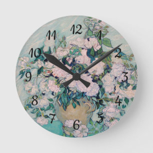 White Roses-1890-Vincent van Gogh    Round Clock