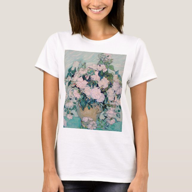 White Roses-1890-Vincent van Gogh    T-Shirt (Front)