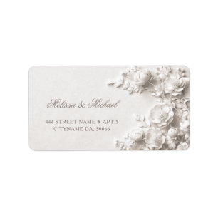 White Roses 3D Flowers    Wedding Label