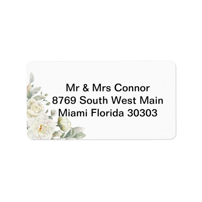 White Roses Address Label Wedding (Front)
