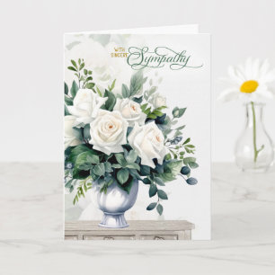 White Roses and Butterflies Sympathy Card