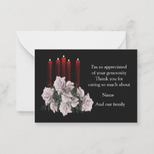 White Roses And Candle After Funeral Thank You Card