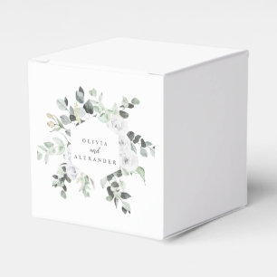 White Roses and Greenery floral wedding monogram Favour Box