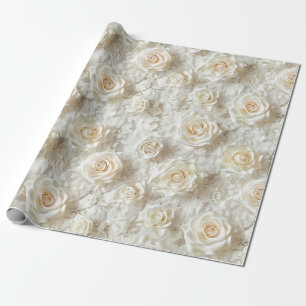 White Roses and Lace Wrapping Paper