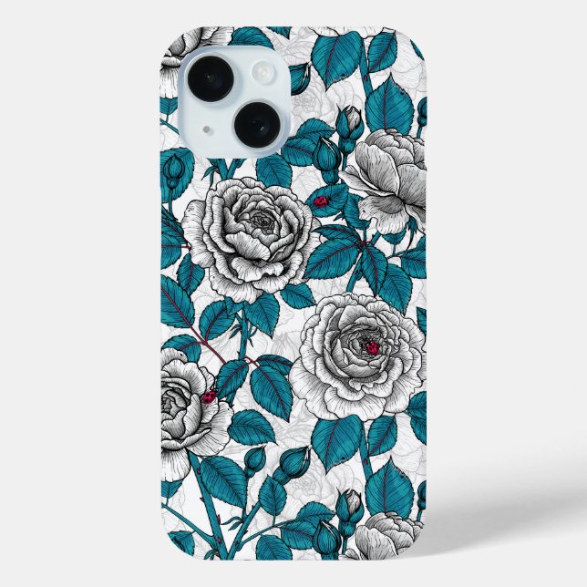 White roses and ladybugs Case-Mate iPhone case (Back)