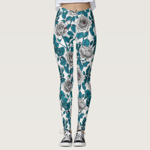 White roses and ladybugs leggings