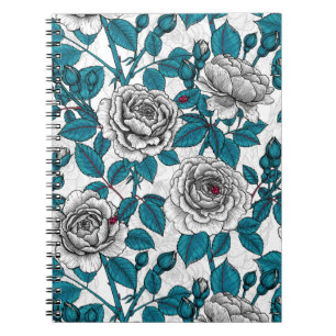 White roses and ladybugs notebook