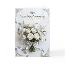 White Roses and Silver Ribbon 25th Anniversary
