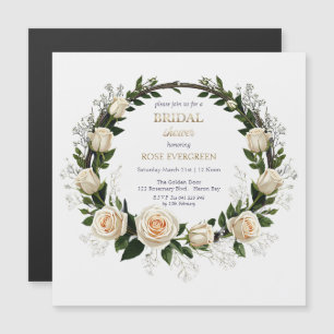 White Roses & Baby’s Breath Magnetic Invitation