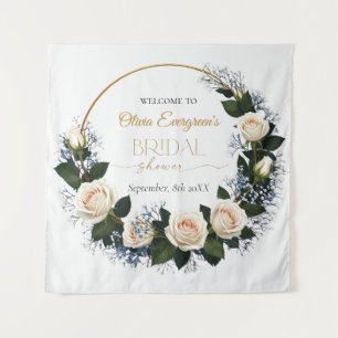 White Roses & Baby’s Breath Welcome Tapestry