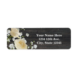 White Roses & Baby's Breath on Wood Bridal Shower