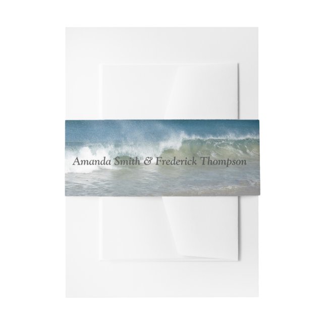White Roses Beach Wedding Belly Band Invitation Belly Band (Front Example)