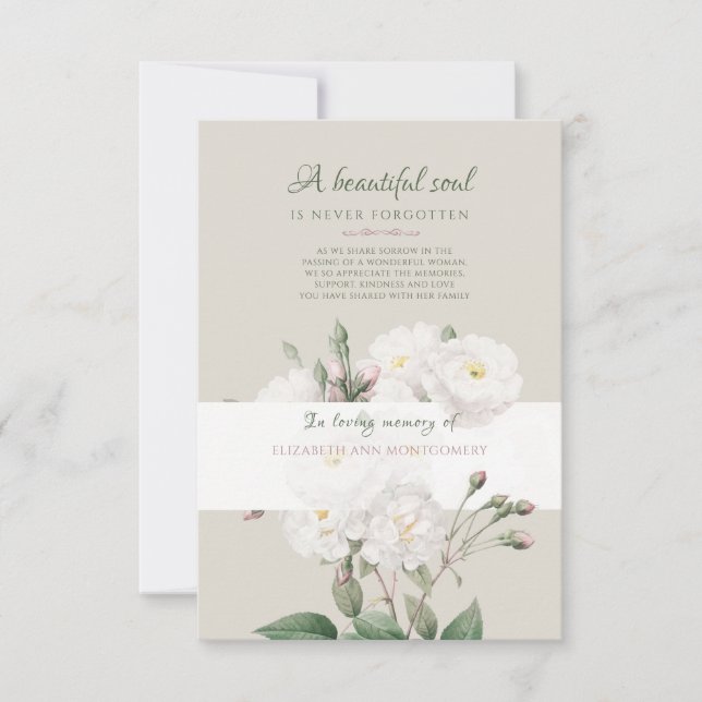 White Roses Bereavement Thank You Card (Front)