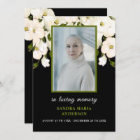 White Roses Black Photo Funeral Memorial Poem Card