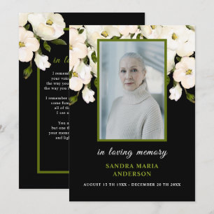White Roses Black Photo Funeral Memorial Poem Card