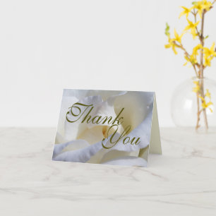 White Roses Blank Wedding Folded Thank You Card