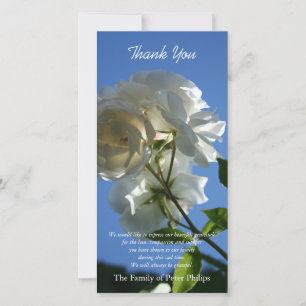 White Roses Blue Sky Sympathy Thank You Photo Card