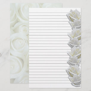 White Roses Border 2 Stationery Lined