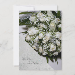 White Roses Bouquet Wedding Invitation