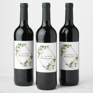 White Roses Bridesmaid Wine Label