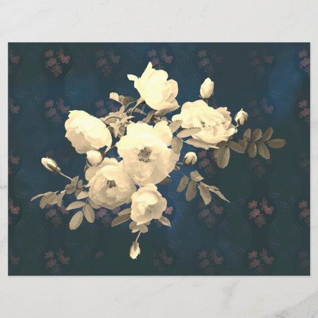White Roses Bunch on Gothic Rose Background  (Front)
