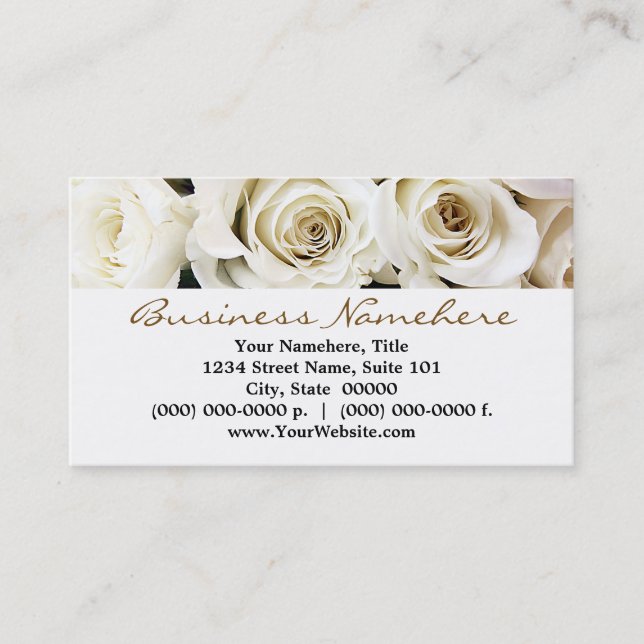 White Roses Business Cards (Front)