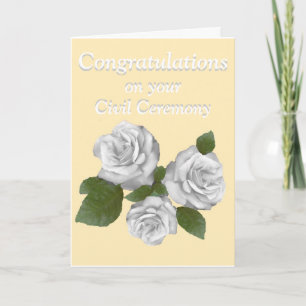 White Roses congratulations Civil Ceremony Card
