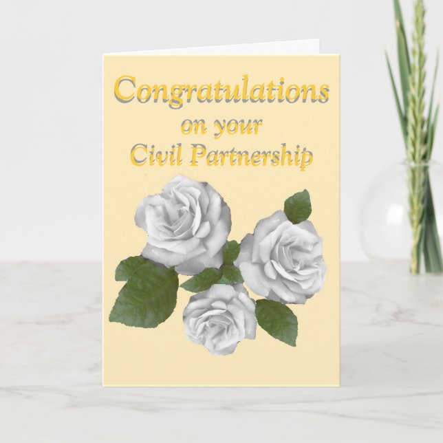 White Roses congratulations Civil Partnership Card (Front)
