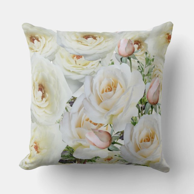 white roses cushion (Front)