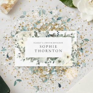 White roses elegant  business card