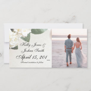 White Roses Engagement Announcement Cards Template