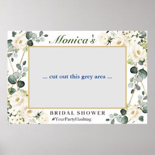 White Roses Eucalyptus  Bridal Shower Photo Prop Poster