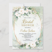 White roses eucalyptus greenery gold oval Bridal