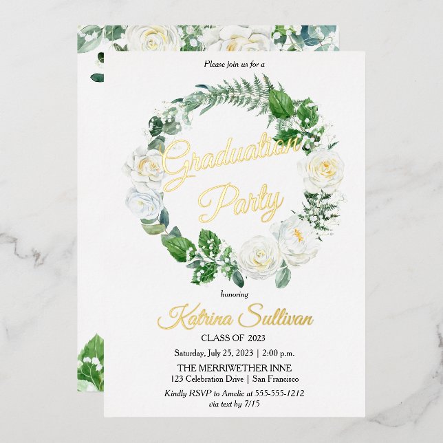 White Roses | Eucalyptus Greenery Graduation 2023 (Front/Back)