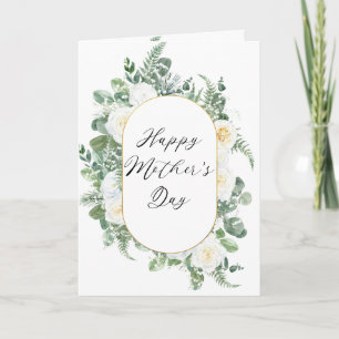 White Roses   Eucalyptus Happy Mother's Day  Card