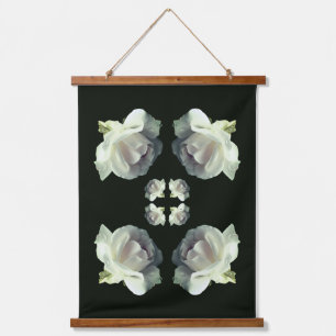 White Roses Floral Abstract  Hanging Tapestry