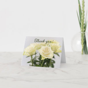 White Roses Floral Bouquet Photo Timeless Thank You Card