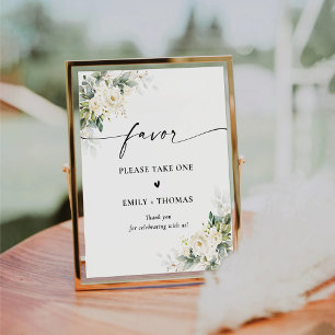 White Roses Floral Bridal Shower Favour Sign