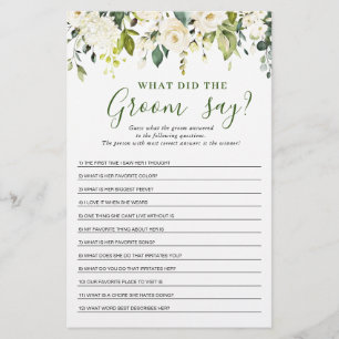 White Roses Floral Bridal Shower Game