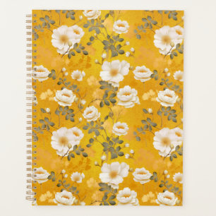White Roses Floral Chiyogami Planner