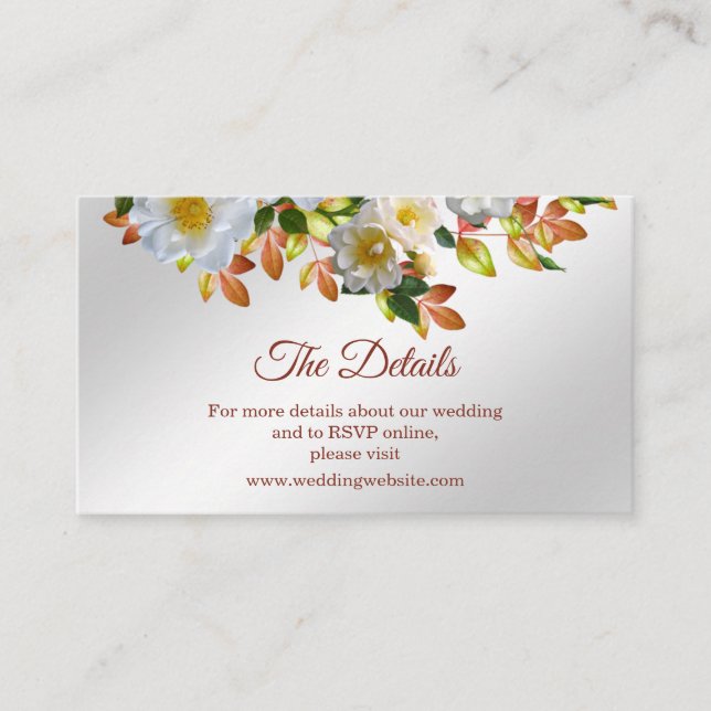 White Roses Floral Enclosure Card (Front)