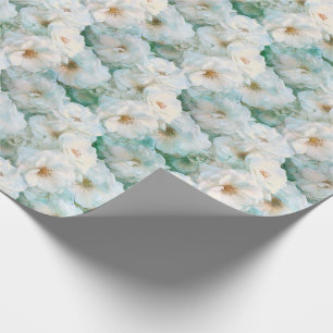 White Roses Floral Pattern Wrapping Paper