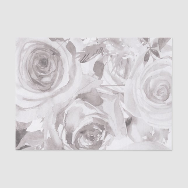 White Roses Floral Rose Modern Elegant Wedding Tissue Paper (Front)