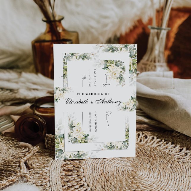 White Roses Floral Wedding Invitation Belly Band (Creator Uploaded)