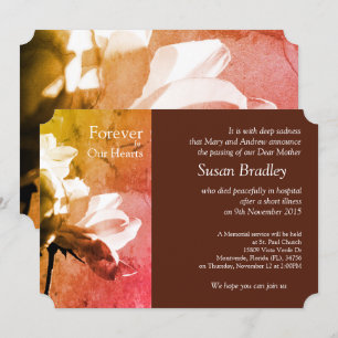 White Roses Forever in Our Hearts Memorial Service Invitation