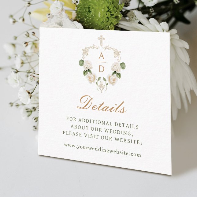 White Roses Frame Religoius Wedding Details Enclosure Card (Creator Uploaded)