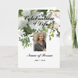 White Roses Funeral Program Programme