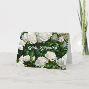 White Roses Garden Art Sympathy Card