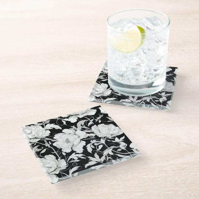 White Roses Glass Coaster (Angled)